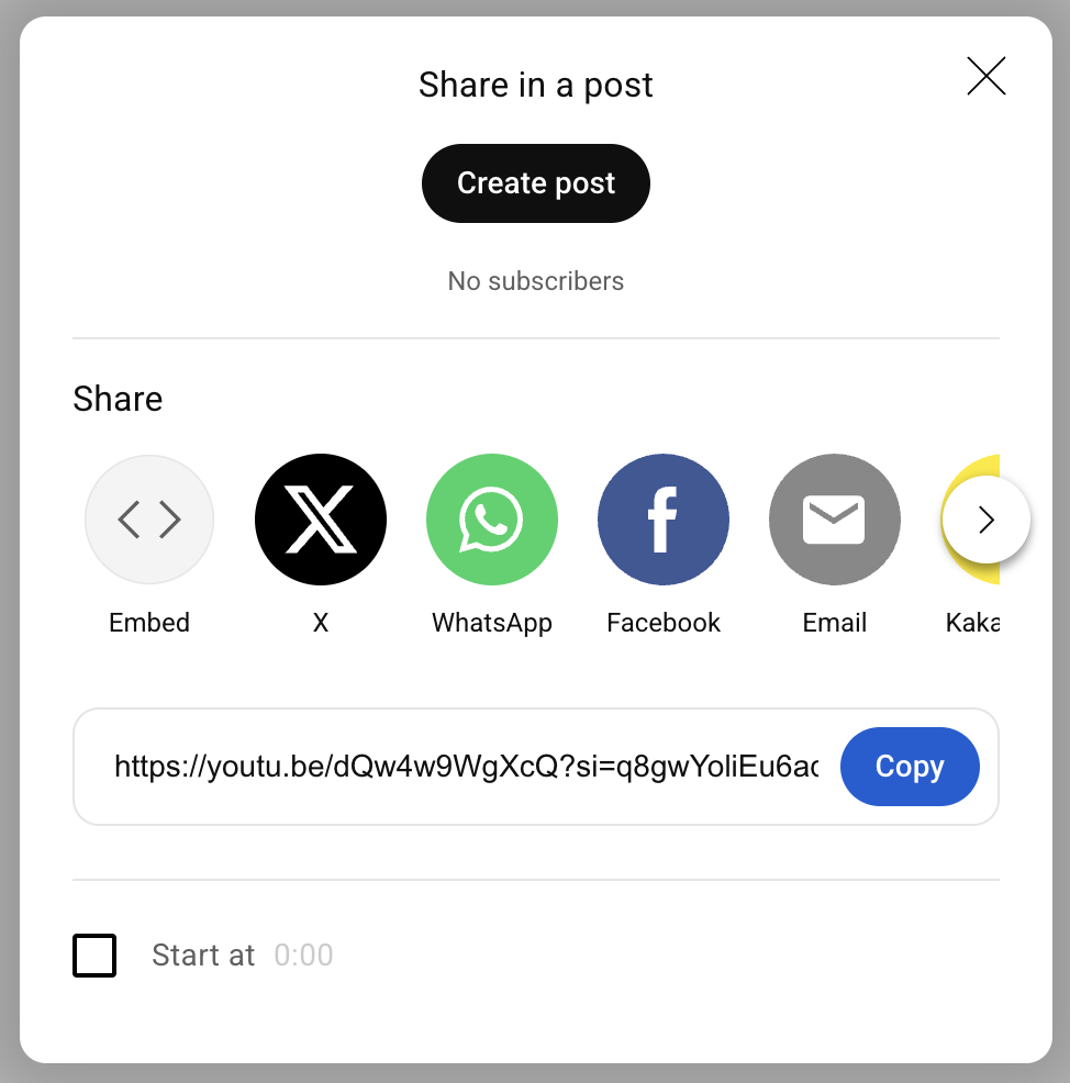 Getting a YouTube video URL using the share button